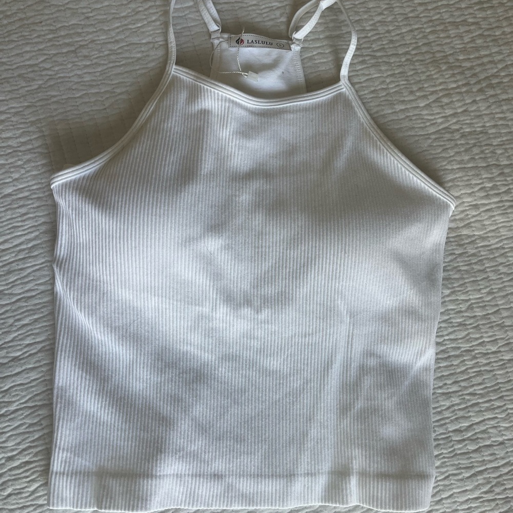 White Ribbed Women's Tank Top